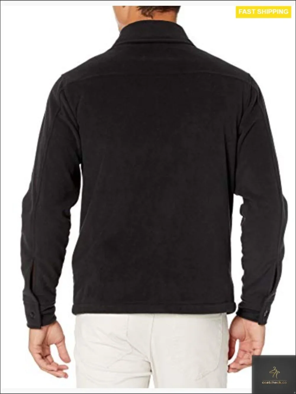 Men's Long-Sleeve Polar Fleece Shirt Jacket for Winter Regular Fit Button Front